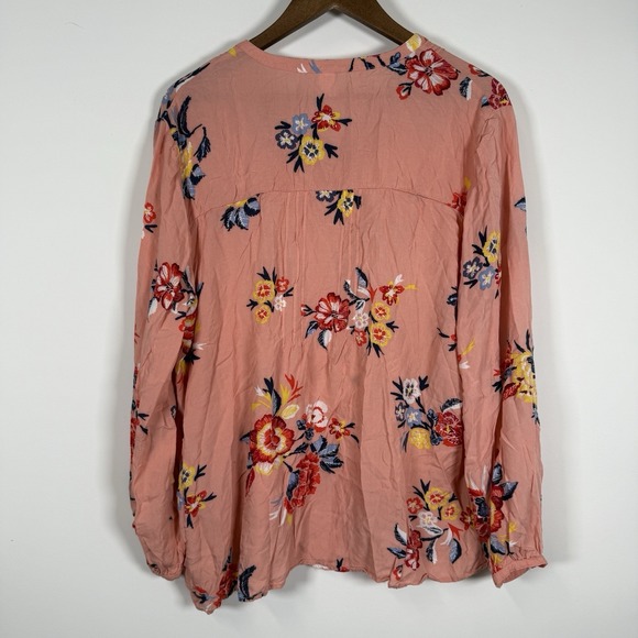 Old Navy Women's Peasant Shirt Floral Coral Size XL Summer Spring - Picture 5 of 5